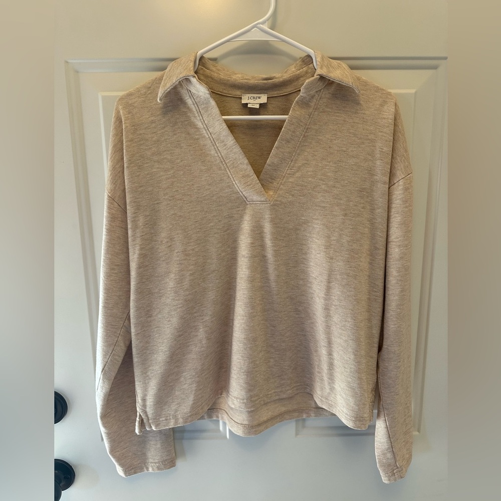 J Crew Johnny-Collar Heather Oatmeal Shirt